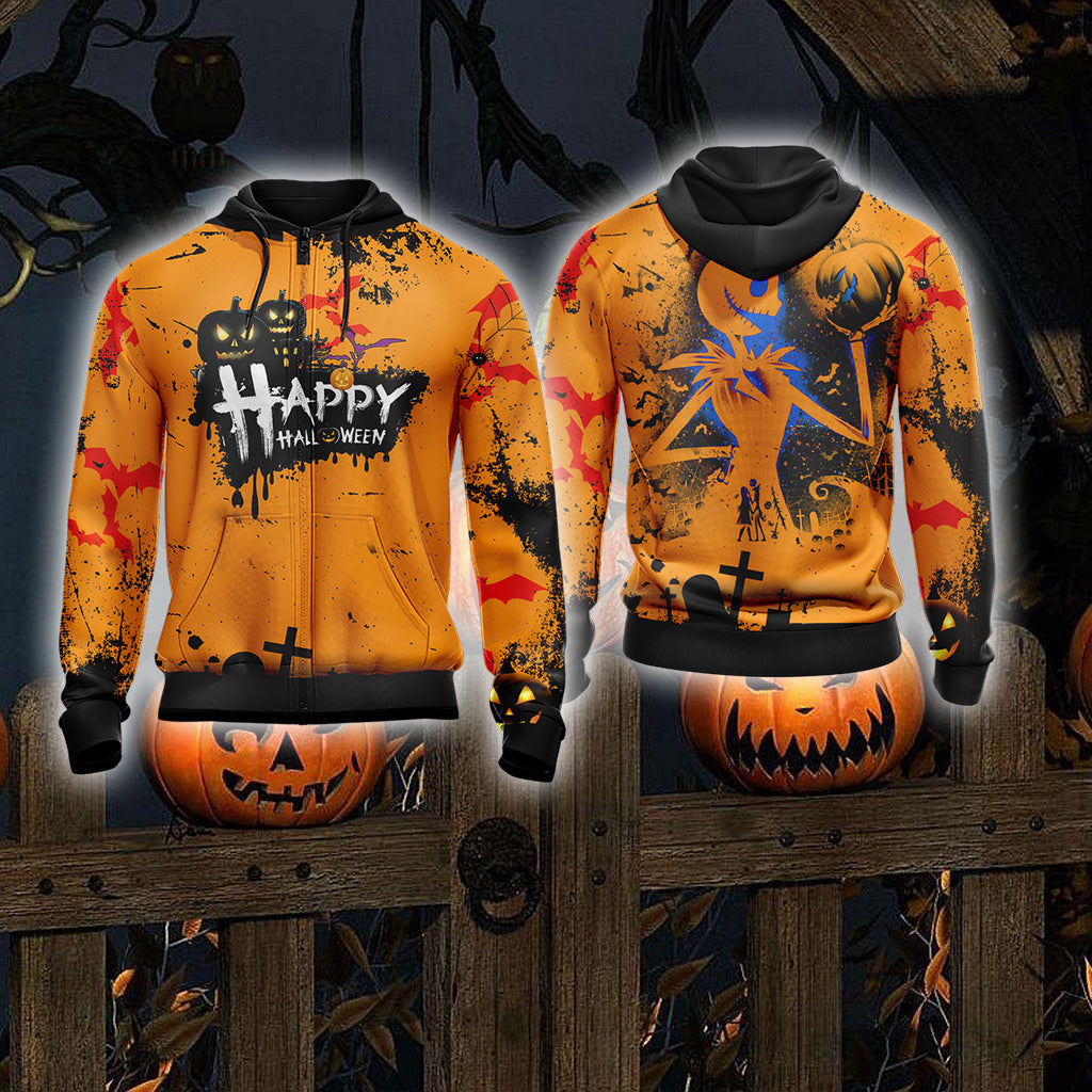 Happy Halloween Unisex 3D T-shirt Zip Hoodie XS