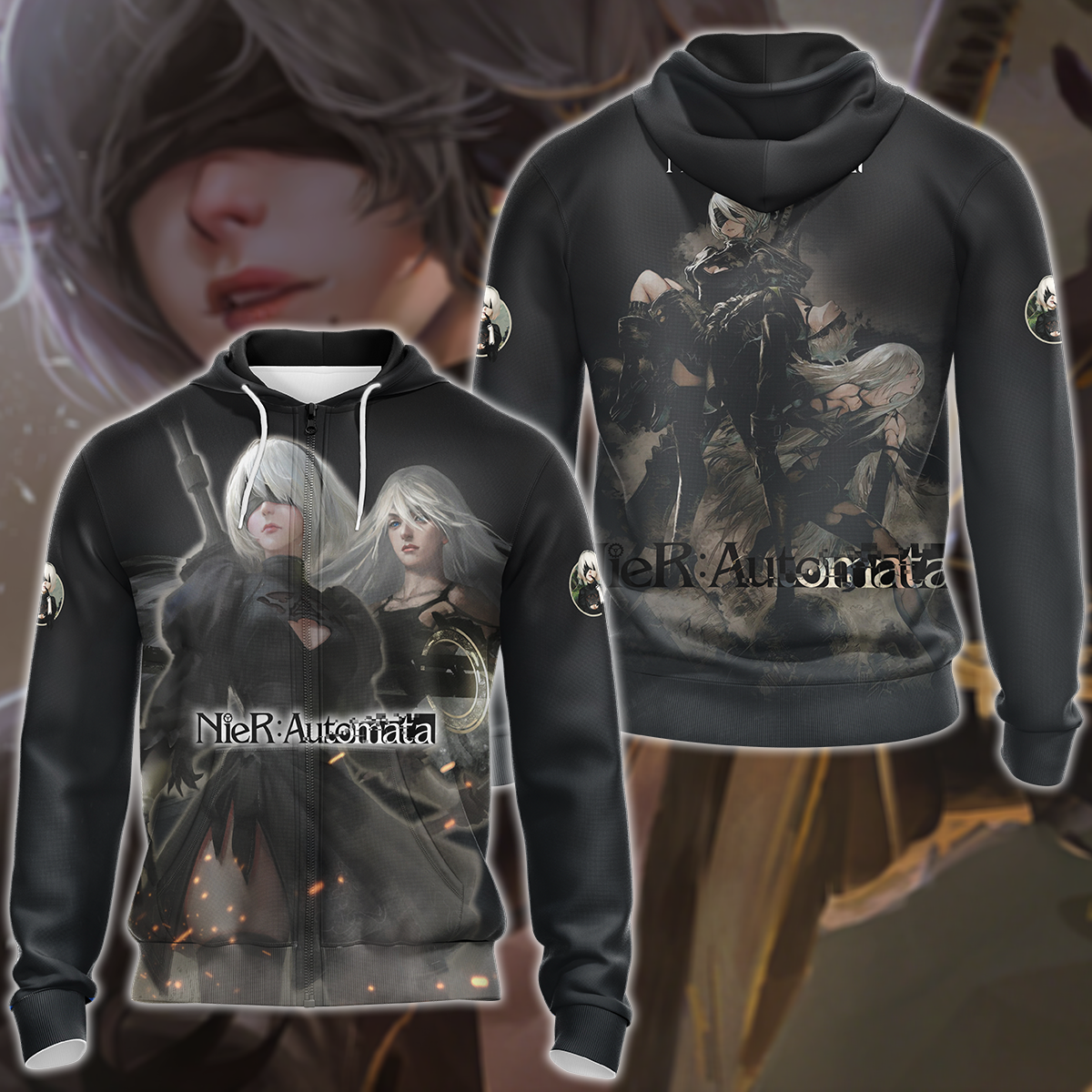 NieR: Automata Video Game 3D All Over Print T-shirt Tank Top Zip Hoodie Pullover Hoodie Hawaiian Shirt Beach Shorts Jogger Zip Hoodie S
