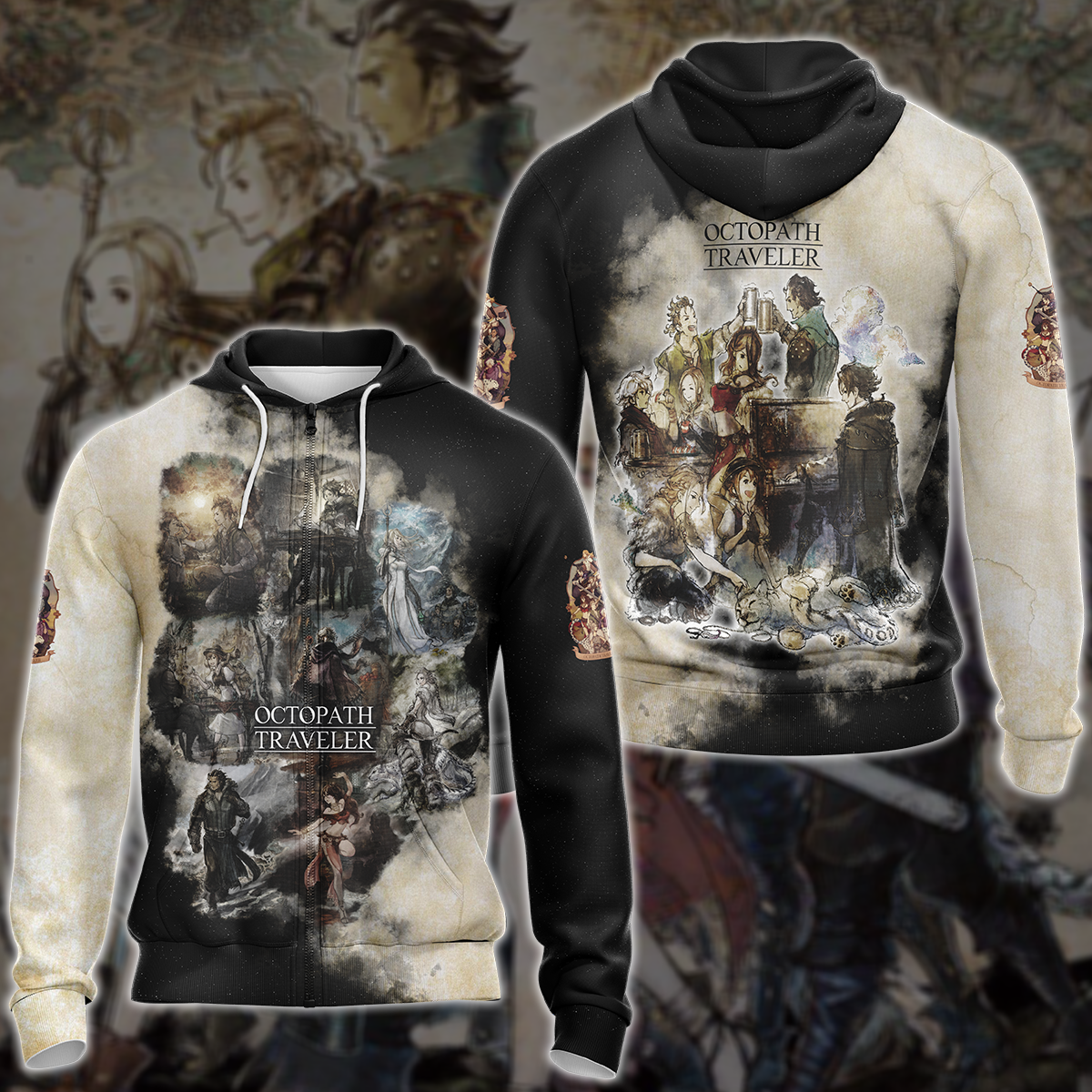 Octopath Traveler Video Game 3D All Over Printed T-shirt Tank Top Zip Hoodie Pullover Hoodie Hawaiian Shirt Beach Shorts Jogger Zip Hoodie S