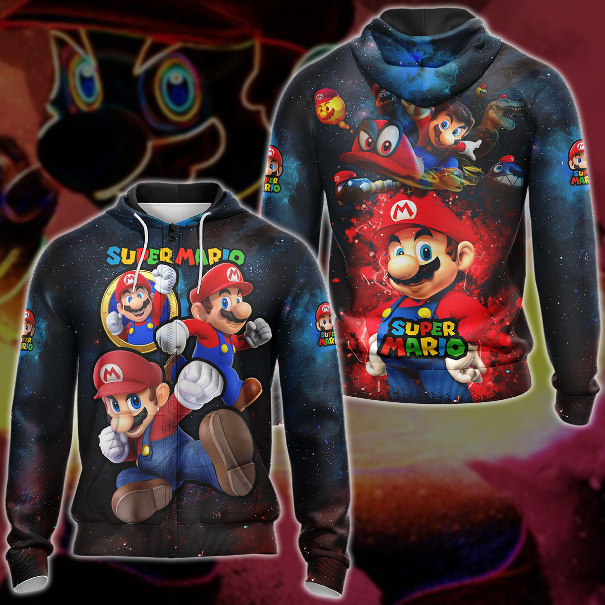 Super Mario Video Game 3D All Over Print T-shirt Tank Top Zip Hoodie Pullover Hoodie Hawaiian Shirt Beach Shorts Jogger Zip Hoodie S