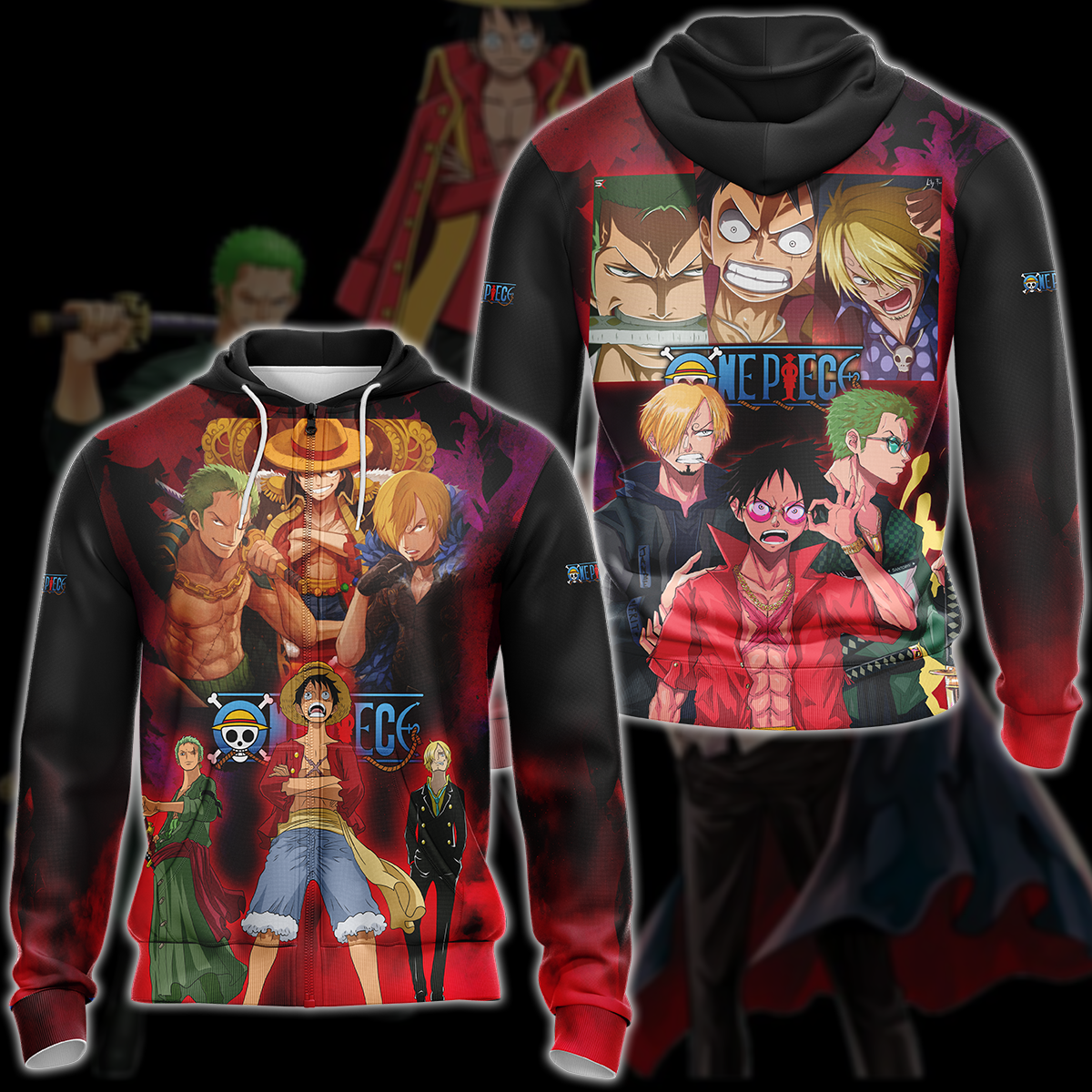 One Piece Luffy Sanji Zoro Anime Manga 3D All Over Print T-shirt Tank Top Zip Hoodie Pullover Hoodie Hawaiian Shirt Beach Shorts Jogger Zip Hoodie S