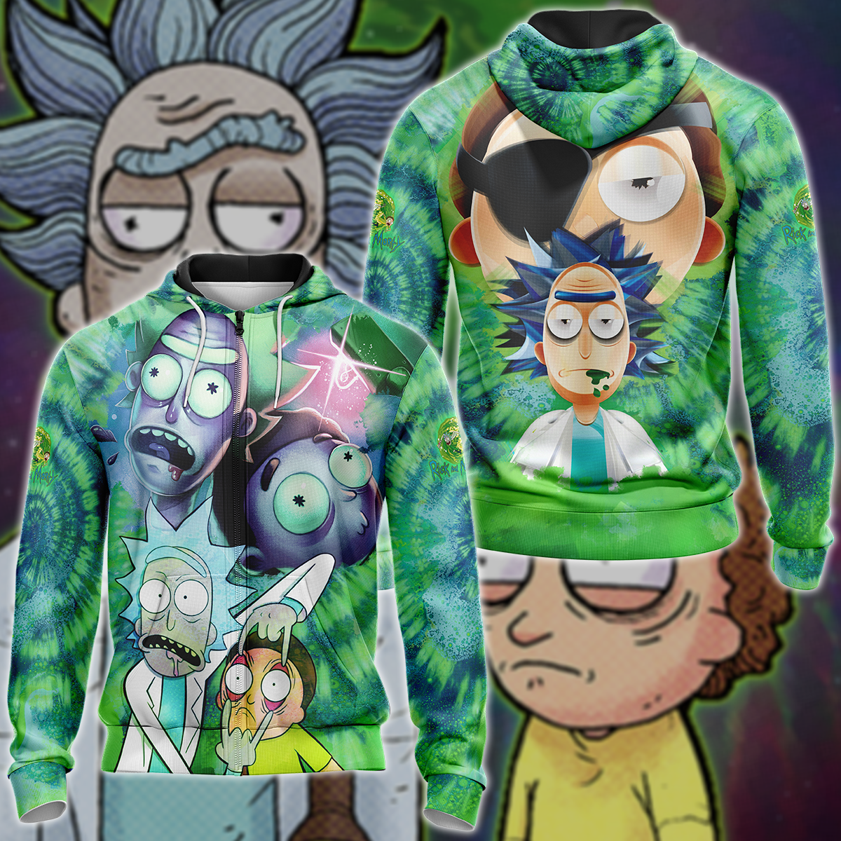 Rick and Morty 3D All Over Print T-shirt Tank Top Zip Hoodie Pullover Hoodie Hawaiian Shirt Beach Shorts Jogger Zip Hoodie S