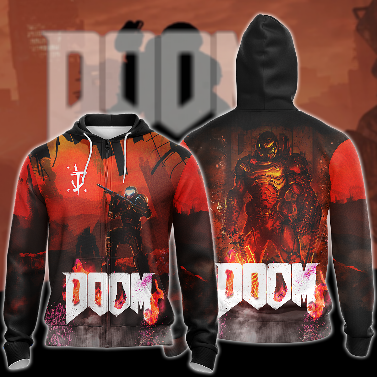 Doom Video Game 3D All Over Print T-shirt Tank Top Zip Hoodie Pullover Hoodie Hawaiian Shirt Beach Shorts Jogger Zip Hoodie S