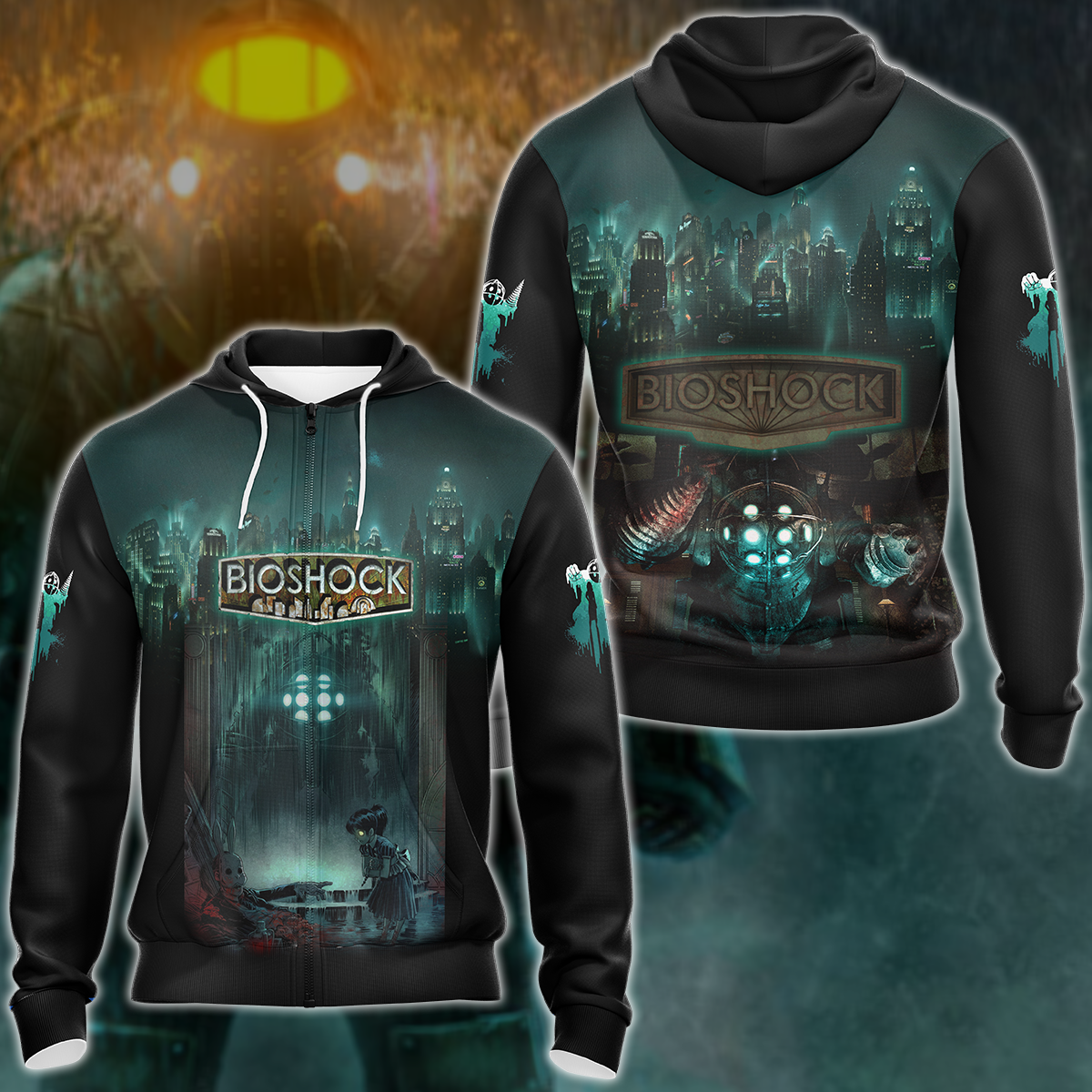 Bioshock Video Game 3D All Over Print T-shirt Tank Top Zip Hoodie Pullover Hoodie Hawaiian Shirt Beach Shorts Jogger Zip Hoodie S