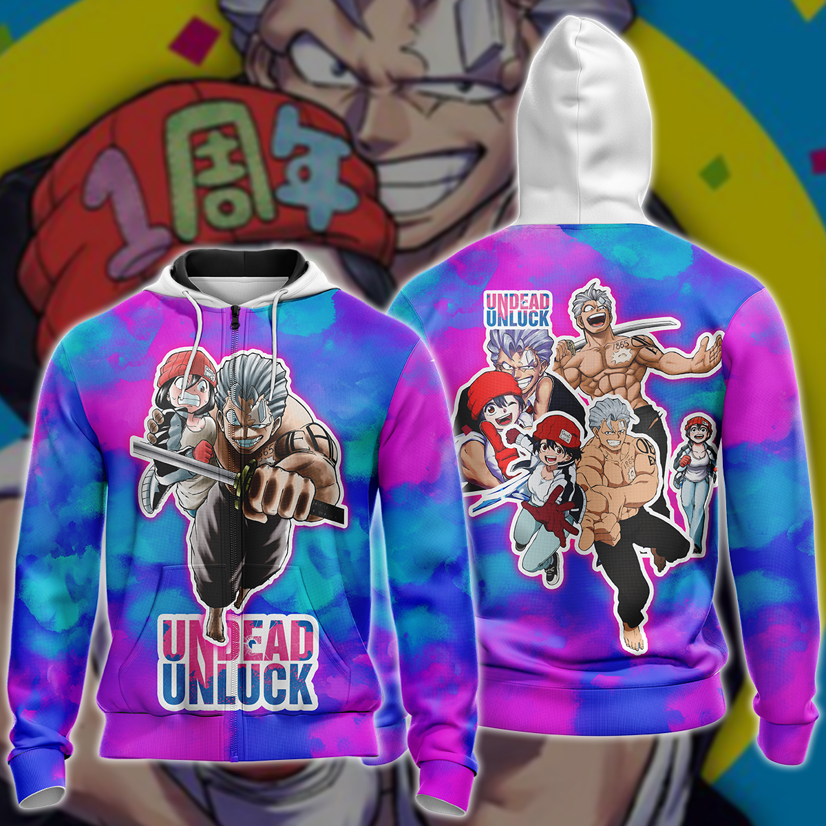 Undead Unluck Anime Manga 3D All Over Printed T-shirt Tank Top Zip Hoodie Pullover Hoodie Hawaiian Shirt Beach Shorts Jogger Zip Hoodie S