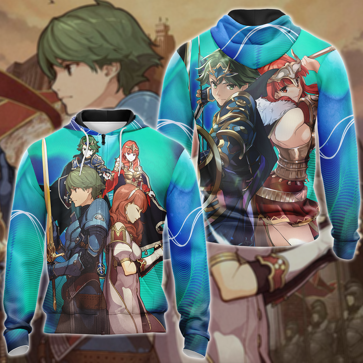 Fire Emblem Alm & Celica Video Game 3D All Over Print T-shirt Tank Top Zip Hoodie Pullover Hoodie Hawaiian Shirt Beach Shorts Jogger Zip Hoodie S