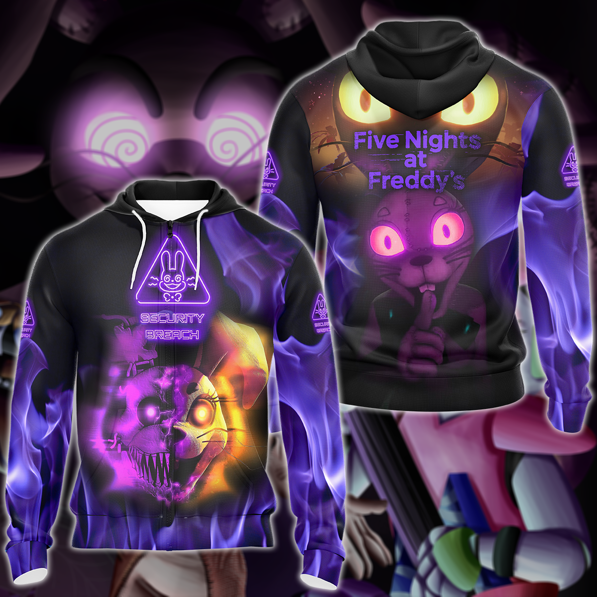 Five Nights at Freddy's: Security Breach Video Game 3D All Over Print T-shirt Tank Top Zip Hoodie Pullover Hoodie Hawaiian Shirt Beach Shorts Jogger Zip Hoodie S