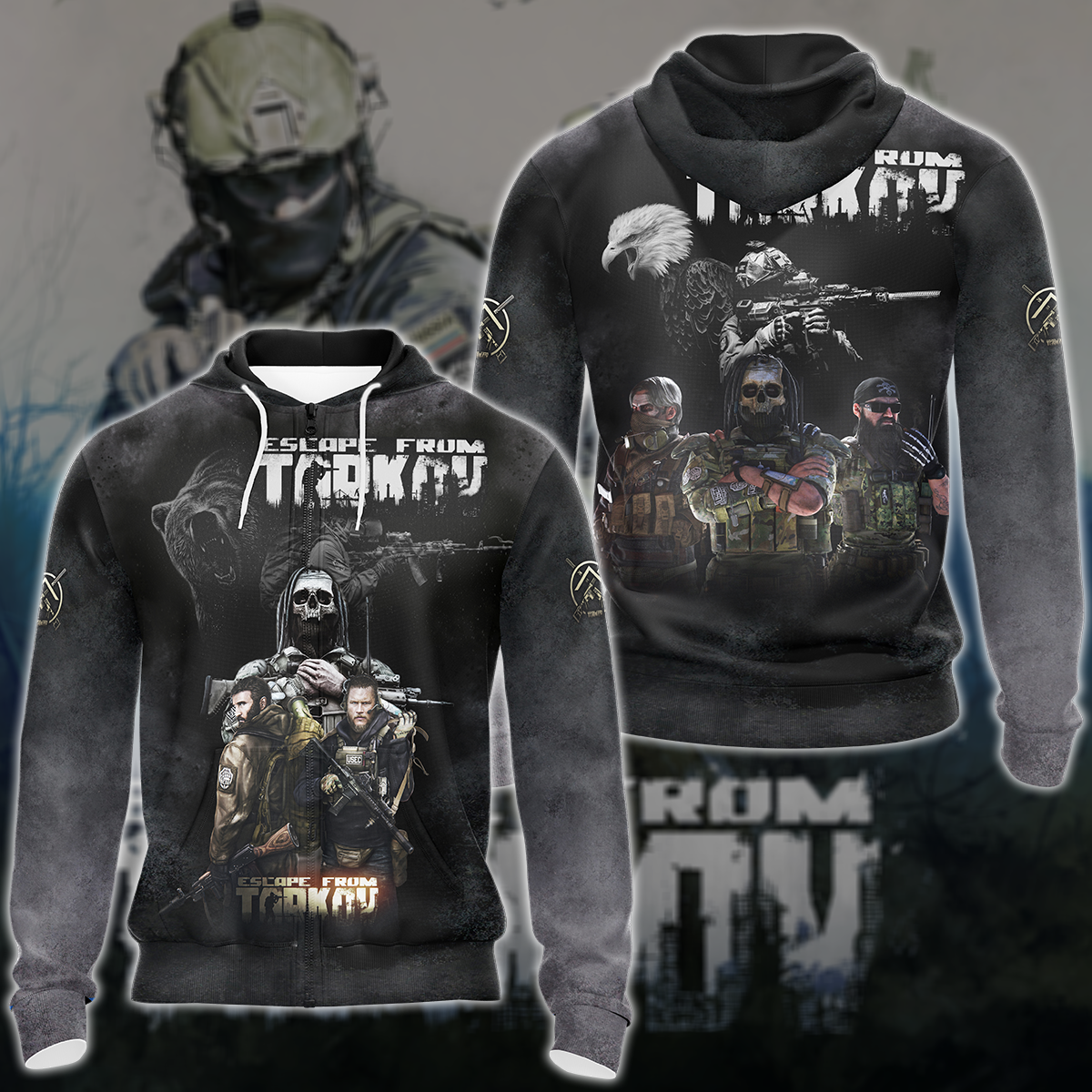 Escape From Tarkov Video Game 3D All Over Printed T-shirt Tank Top Zip Hoodie Pullover Hoodie Hawaiian Shirt Beach Shorts Jogger Zip Hoodie S