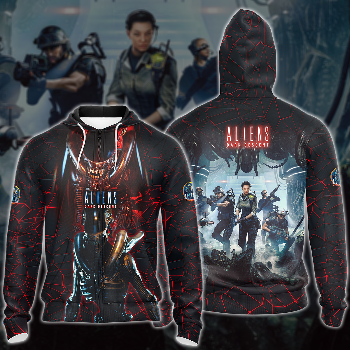 Aliens: Dark Descent Video Game 3D All Over Printed T-shirt Tank Top Zip Hoodie Pullover Hoodie Hawaiian Shirt Beach Shorts Jogger Zip Hoodie S