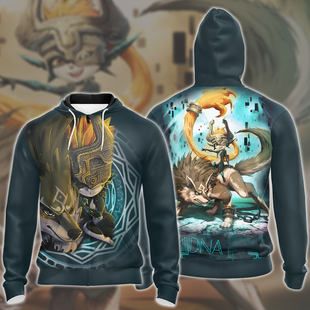 The Legend Of Zelda Midna And Link Wolf Unisex 3D T-shirt Zip Hoodie S