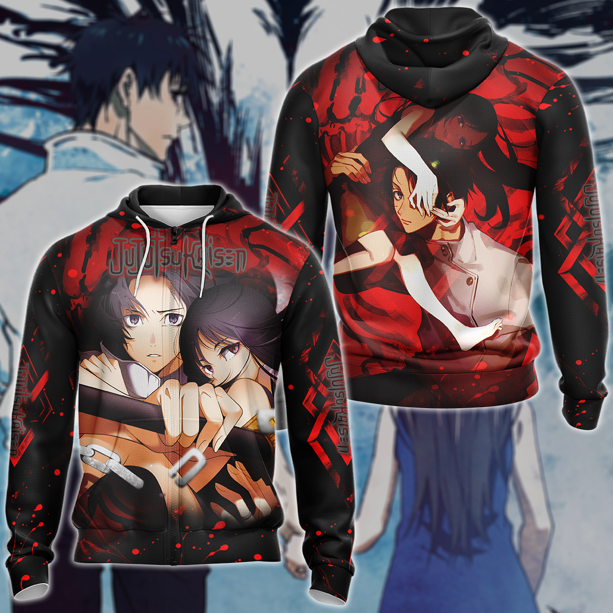 Jujutsu Kaisen Yuta & Rika Human Form 3D All Over Print T-shirt Tank Top Zip Hoodie Pullover Hoodie Hawaiian Shirt Beach Shorts Jogger Zip Hoodie S