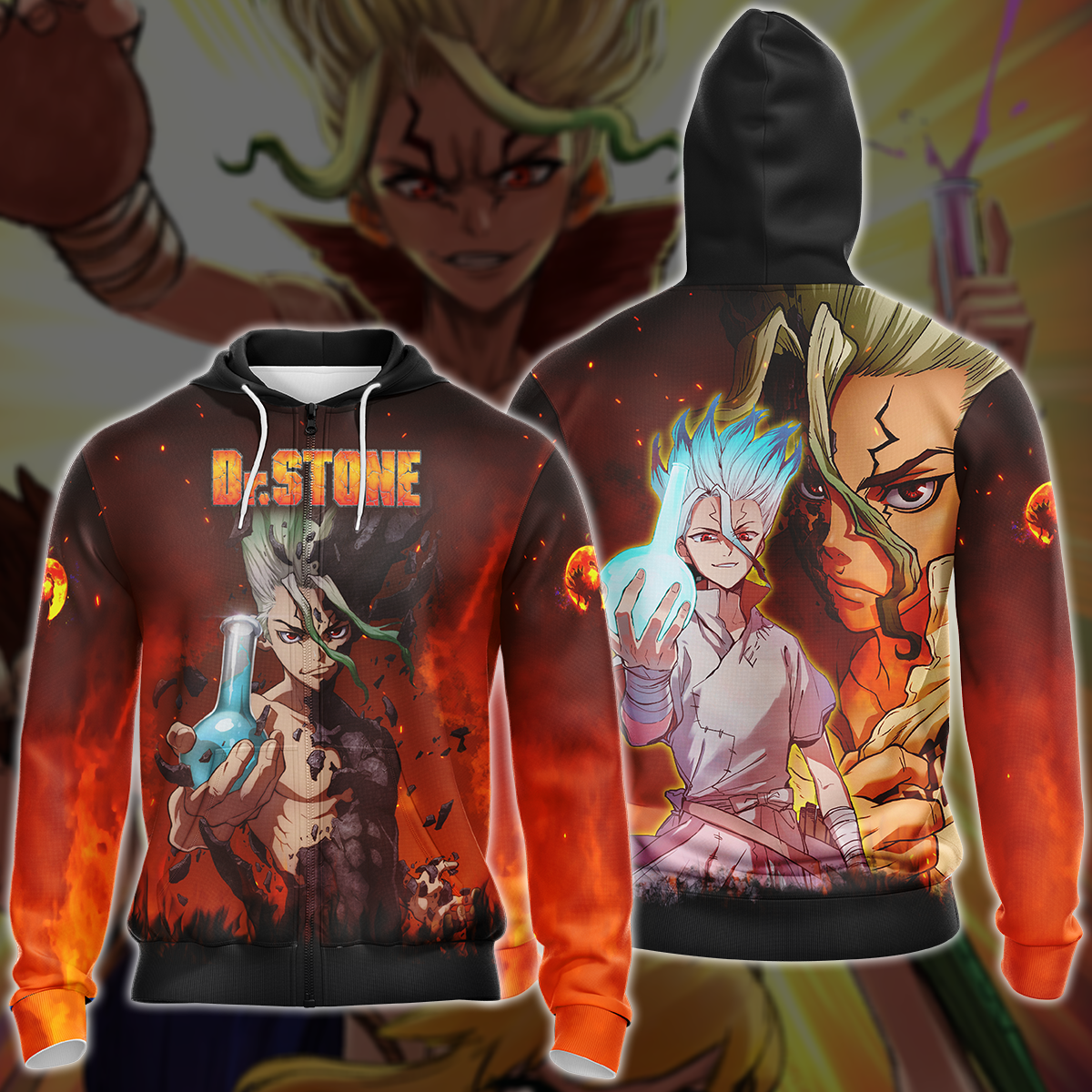 Dr. Stone Anime Manga 3D All Over Print T-shirt Tank Top Zip Hoodie Pullover Hoodie Hawaiian Shirt Beach Shorts Jogger Zip Hoodie S