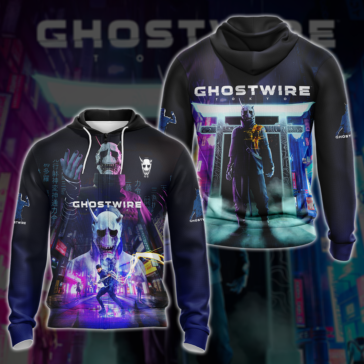 Ghostwire Tokyo Video Game 3D All Over Printed T-shirt Tank Top Zip Hoodie Pullover Hoodie Hawaiian Shirt Beach Shorts Jogger Zip Hoodie S