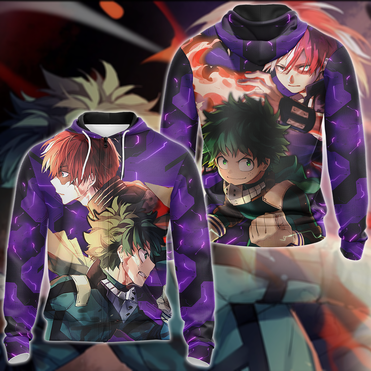 My Hero Academia: Deku x Todoroki 3D All Over Print T-shirt Tank Top Zip Hoodie Pullover Hoodie Hawaiian Shirt Beach Shorts Jogger Zip Hoodie S