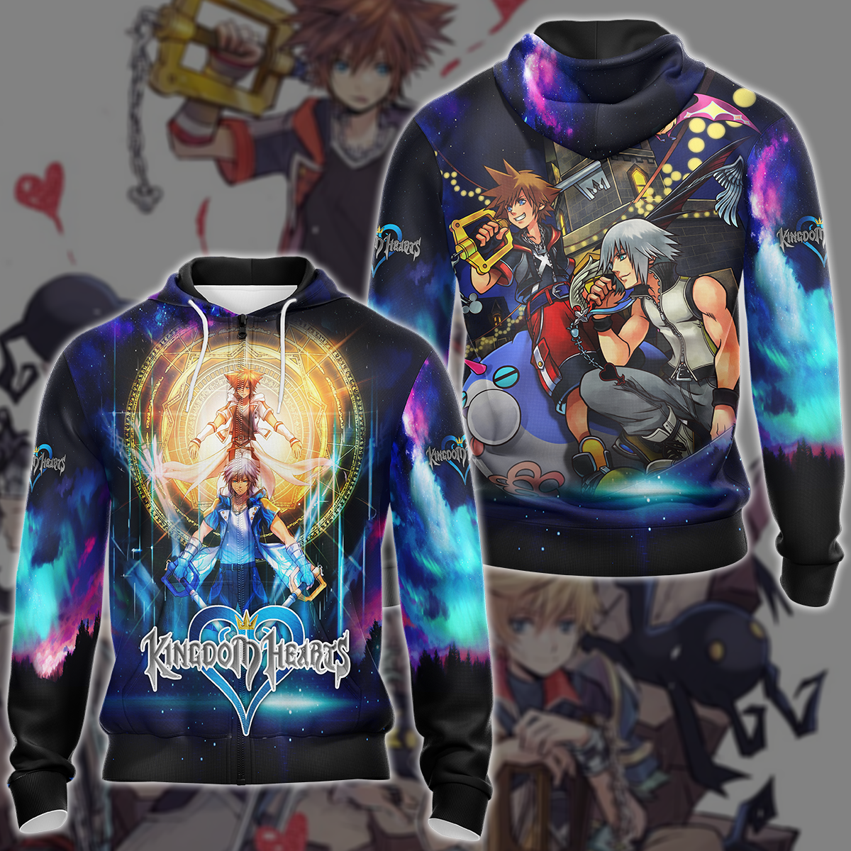 Kingdom Hearts Sora & Riku Video Game 3D All Over Printed T-shirt Tank Top Zip Hoodie Pullover Hoodie Hawaiian Shirt Beach Shorts Jogger Zip Hoodie S
