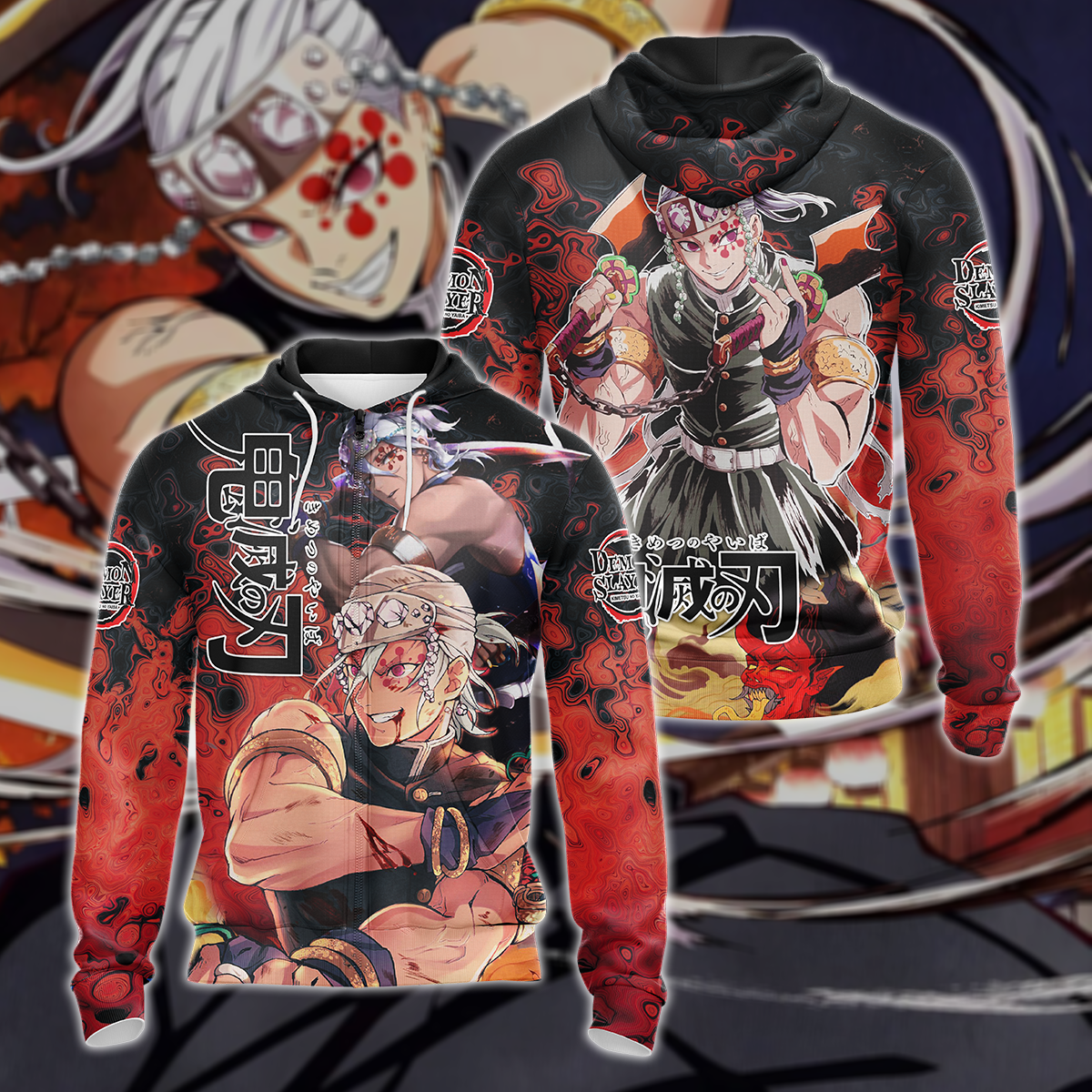 Kimetsu No Yaiba ss2: Yuukaku-hen Uzui Tengen 3D All Over Print T-shirt Tank Top Zip Hoodie Pullover Hoodie Hawaiian Shirt Beach Shorts Jogger Zip Hoodie S