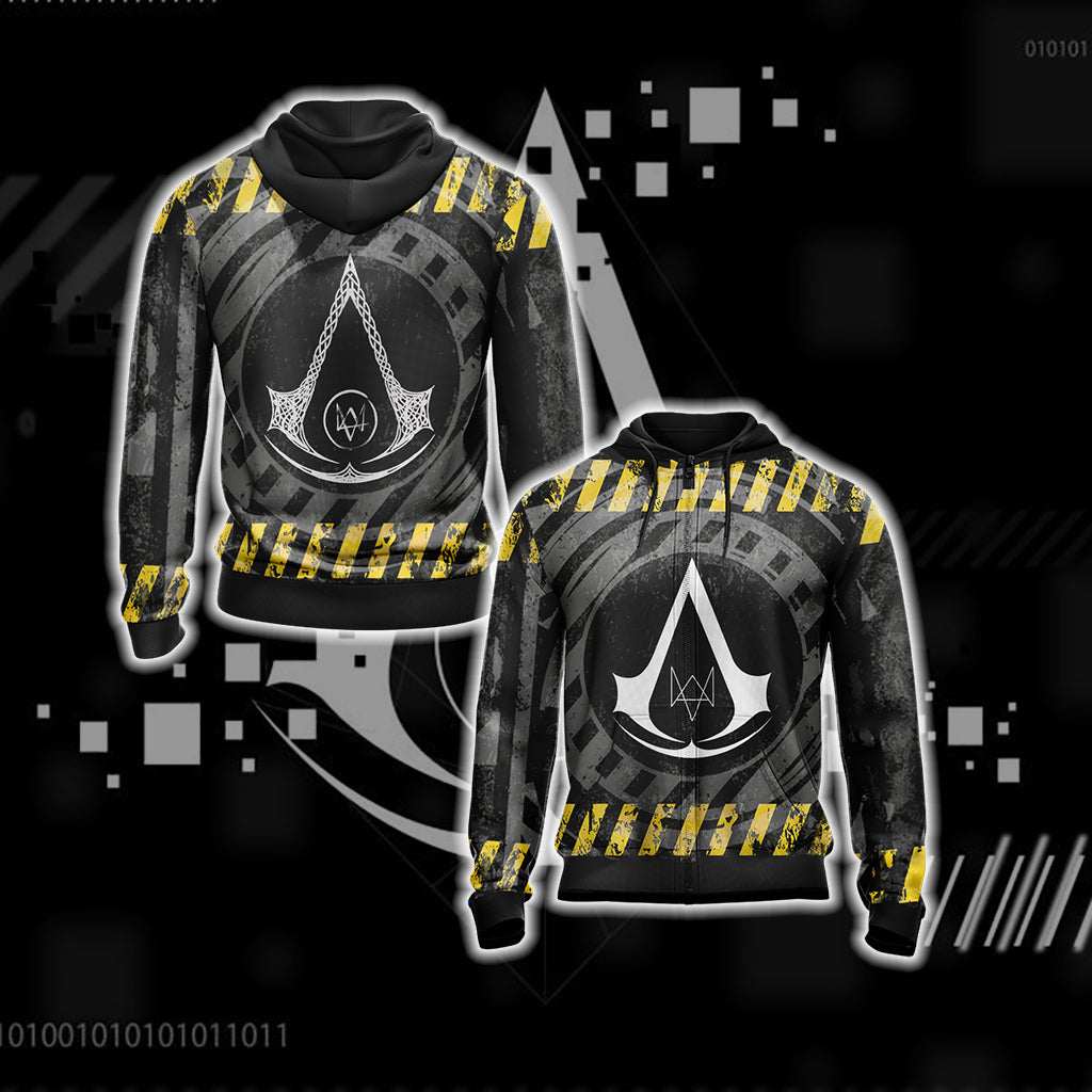 Assassin's Creed Watch Dogs Crossover Unisex 3D T-shirt Zip Hoodie XS