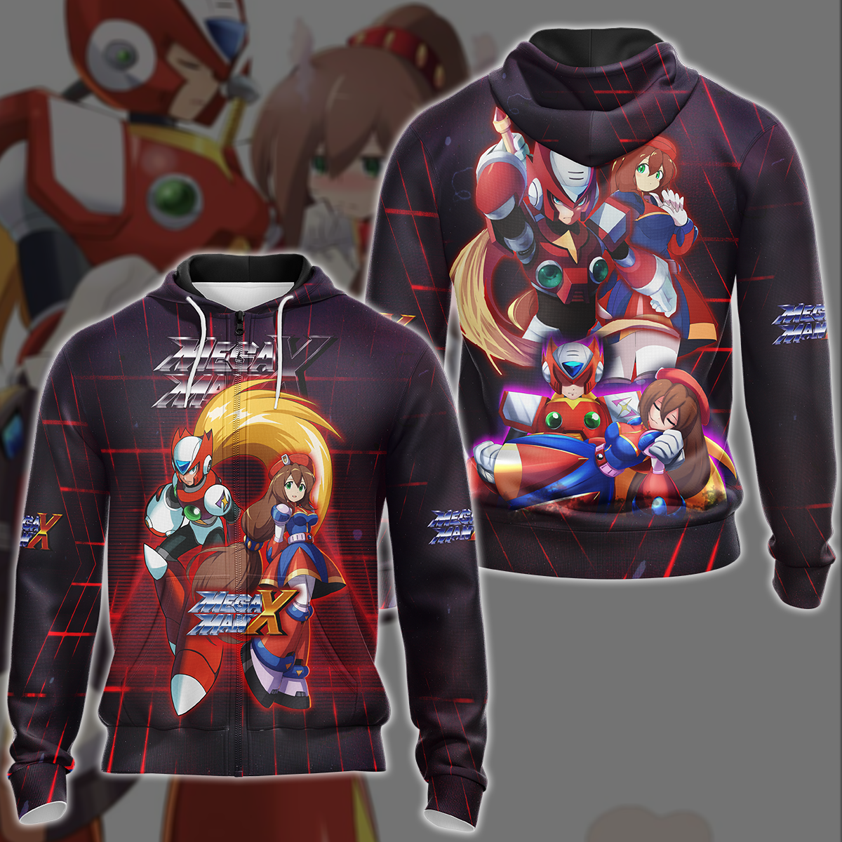 Mega Man X: Zero & Iris Video Game 3D All Over Printed T-shirt Tank Top Zip Hoodie Pullover Hoodie Hawaiian Shirt Beach Shorts Jogger Zip Hoodie S