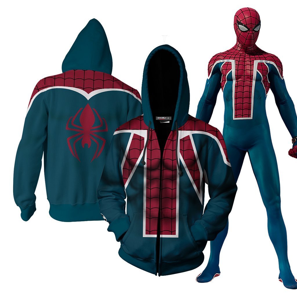 Spider-UK Cosplay PS4 New Look Zip Up Hoodie Jacket XS Version 2