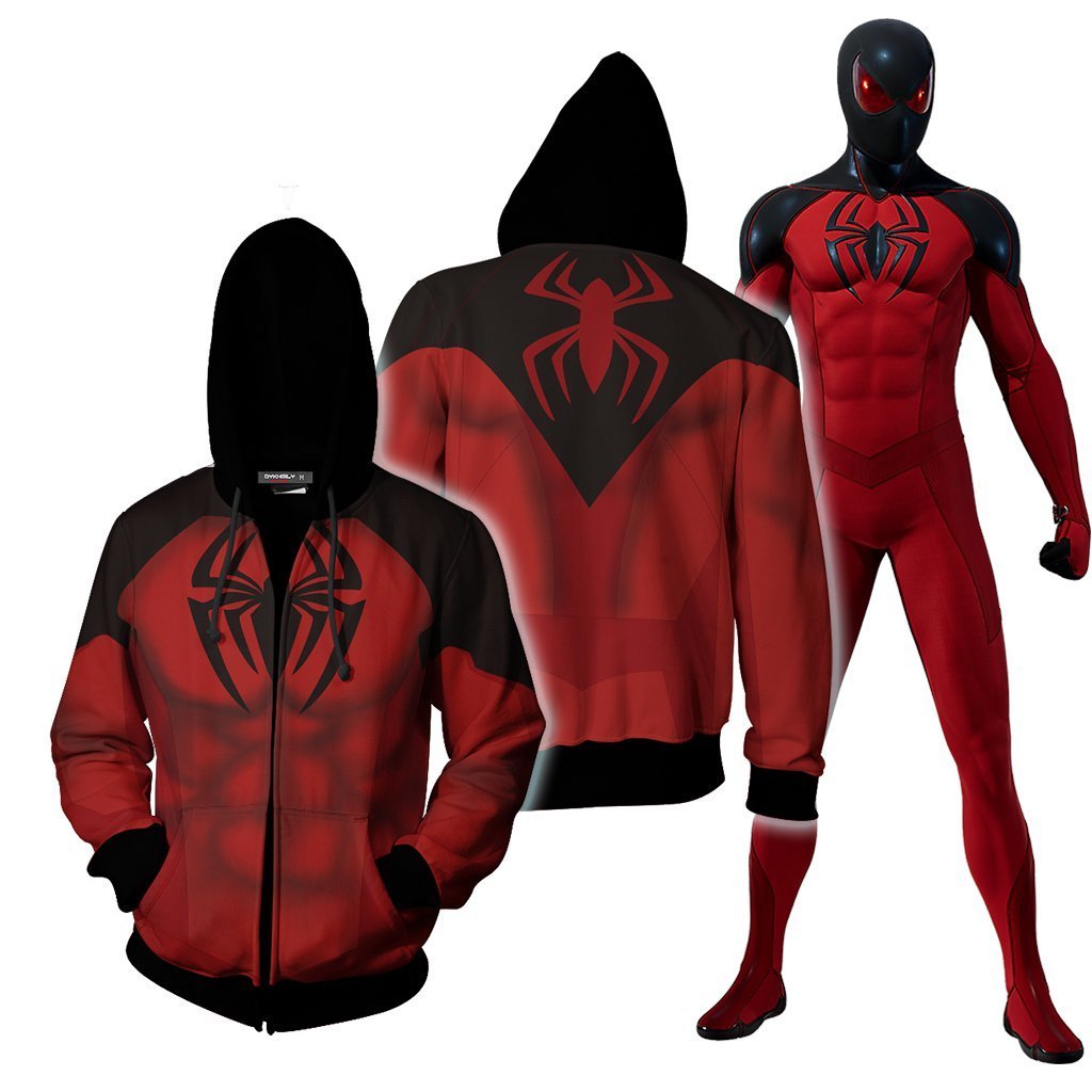 Scarlet Spider II Cosplay PS4 New Look Zip Up Hoodie Jacket XS Version 2