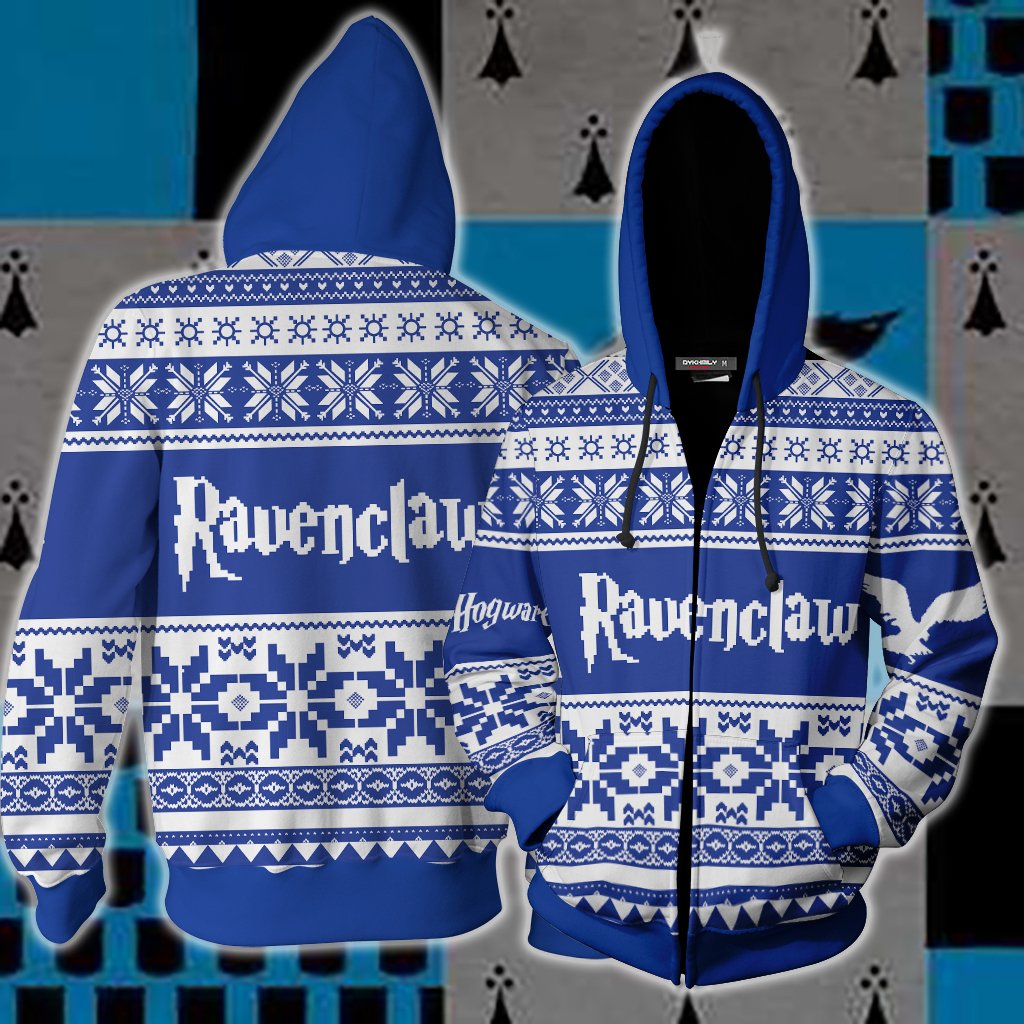 The Ravenclaw Eagle Harry Potter Ugly Christmas Zip Up Hoodie S