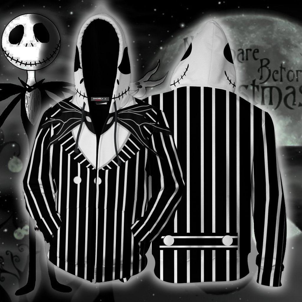 The Nightmare Before Christmas Jack Skellington Cosplay Zip Up Hoodie Jacket XS