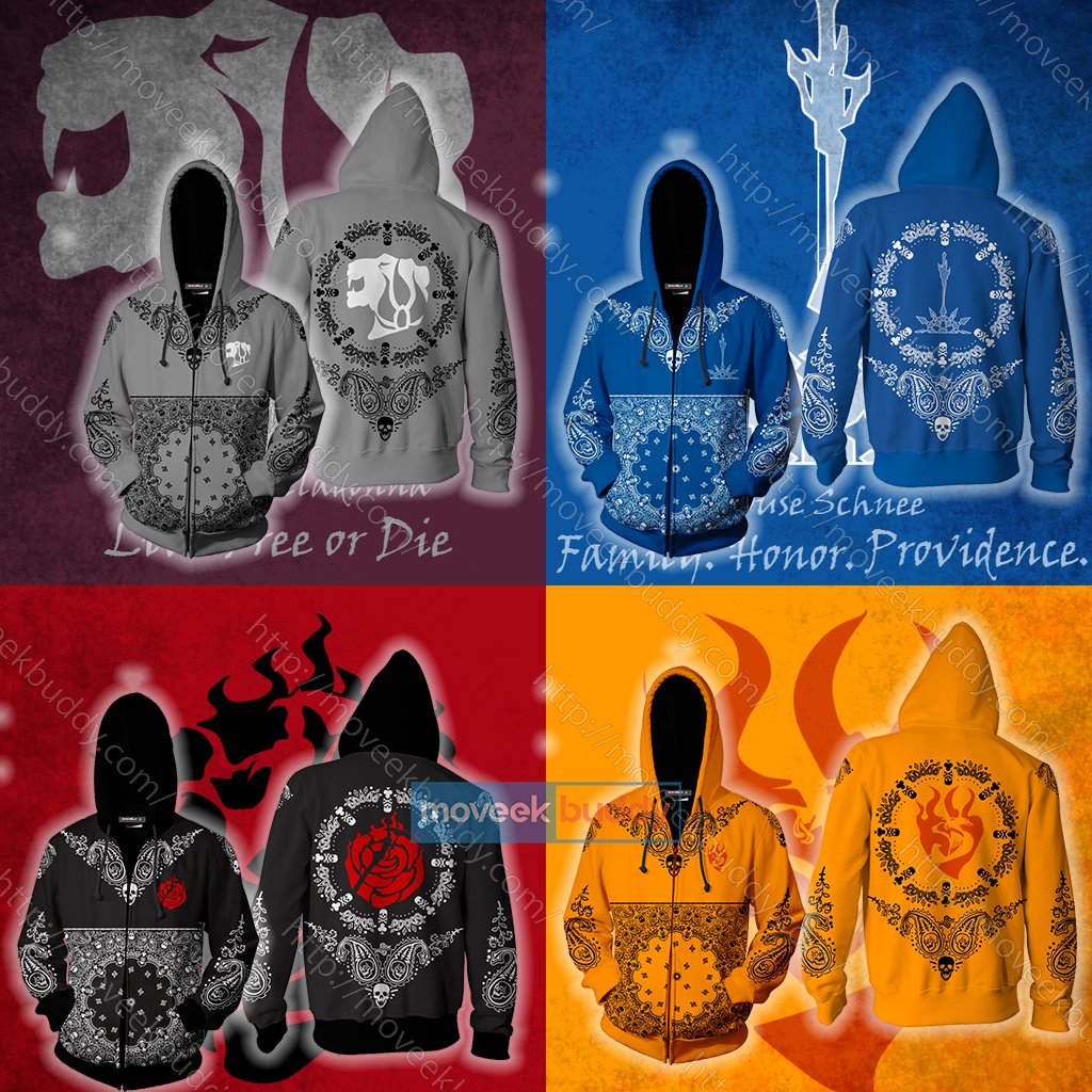 RWBY House Belladonna Live Free Of Die Zip Up Hoodie
