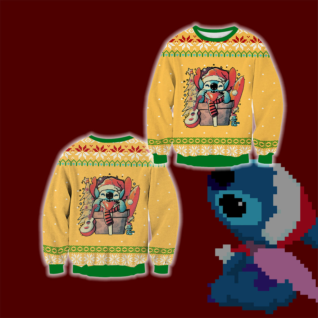 Stitch Ugly Christmas 3D Sweater S YELLOW