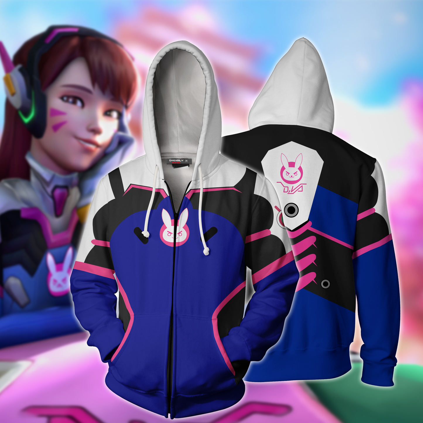 Overwatch D.Va Cosplay Zip Up Hoodie Jacket XS