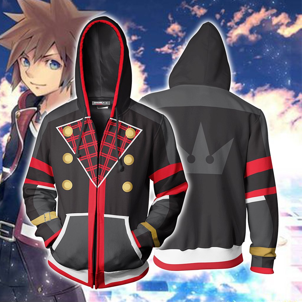 Kingdom Hearts III Sora Cosplay Zip Up Hoodie Jacket S