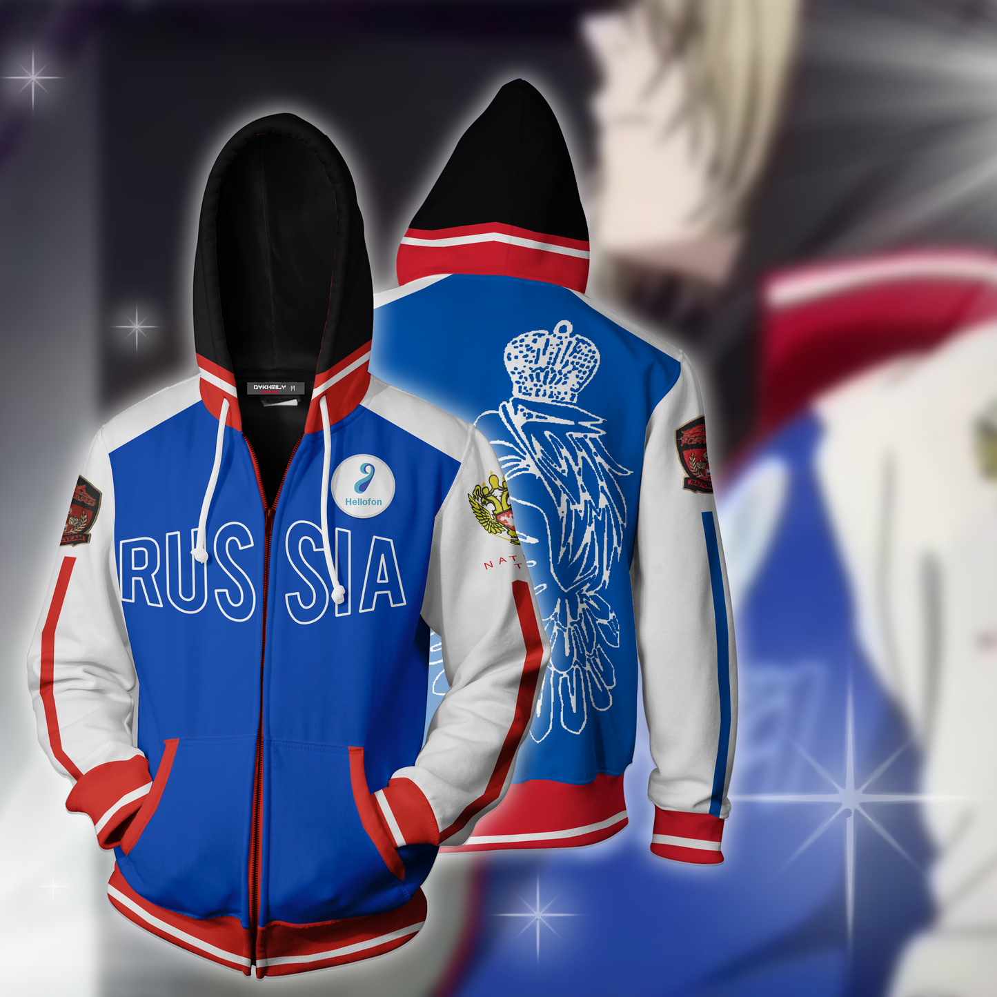 Yurio Cosplay (Yuri!! On Ice) Zip Up Hoodie Jacket XS