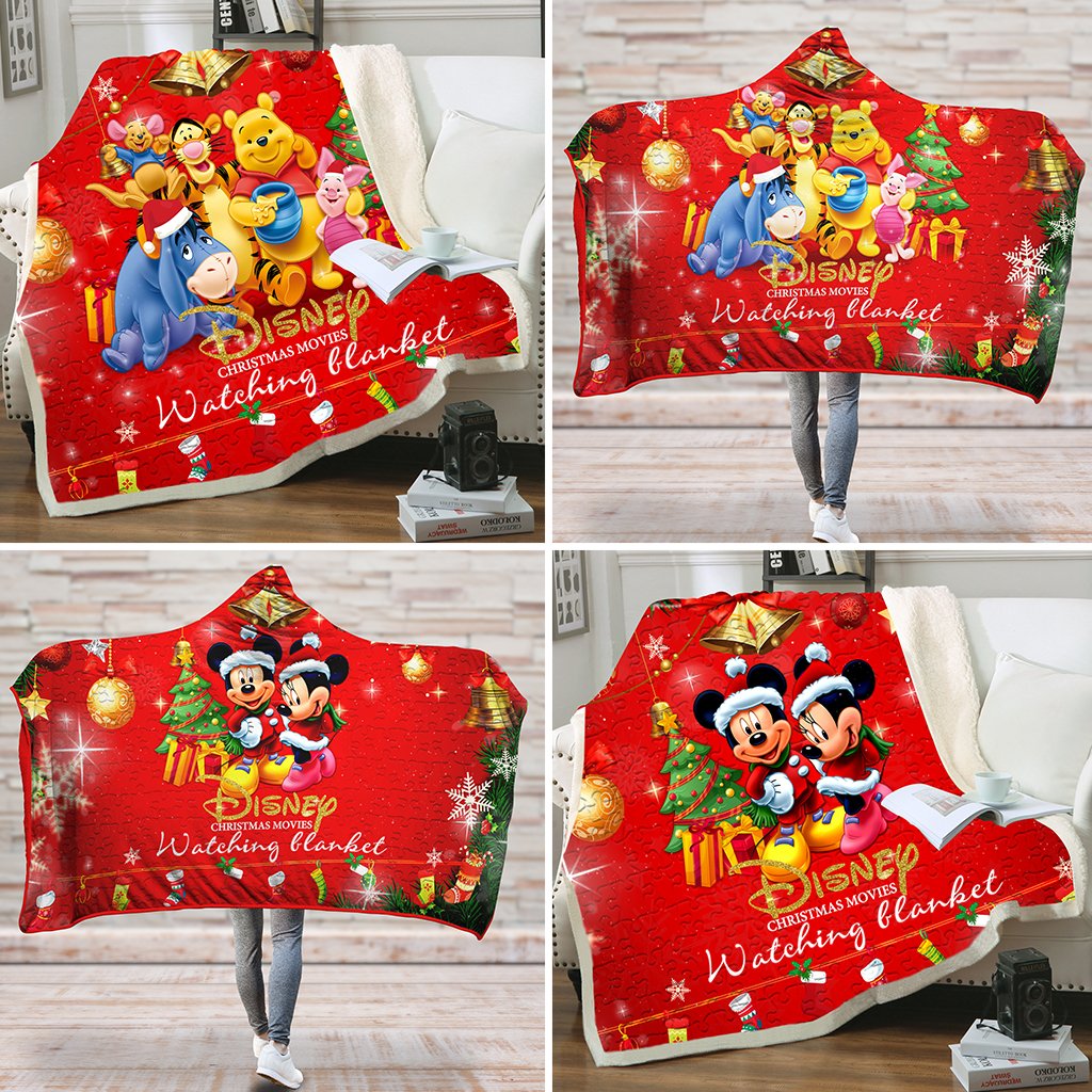 Disney Christmas Movies Watching Blanket 3D Hooded Blanket