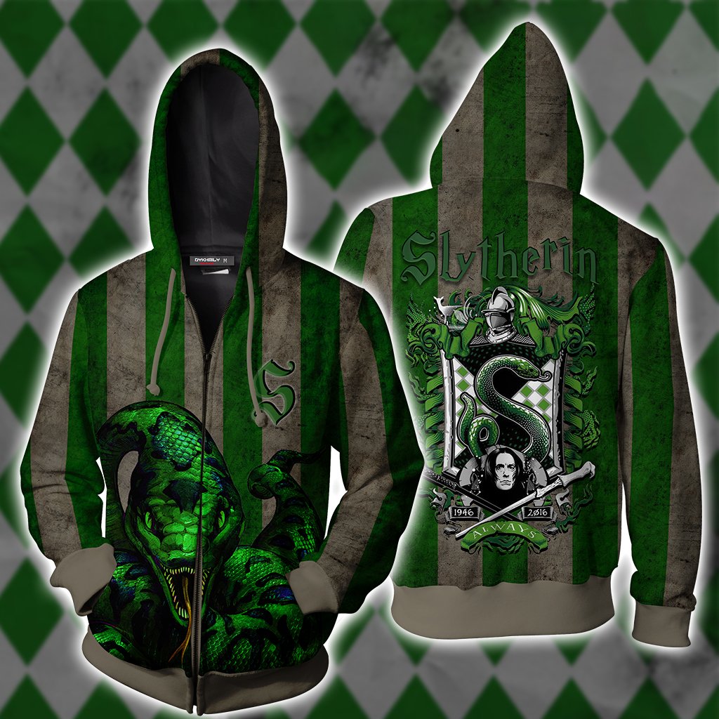 Striped Slytherin Harry Potter Unisex 3D T-shirt Zip Hoodie S