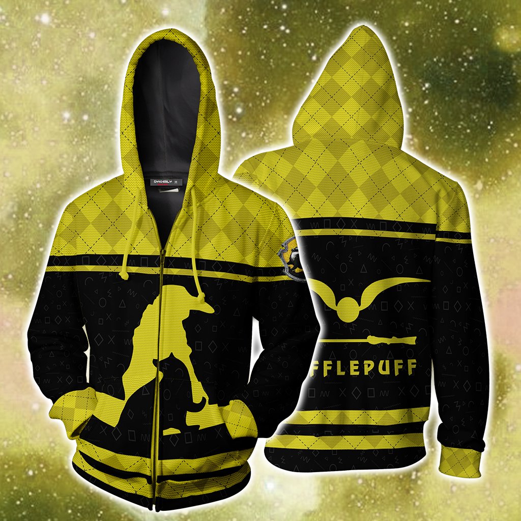 Hufflepuff Quidditch Team Harry Potter New Collection Unisex 3D T-shirt Zip Hoodie S