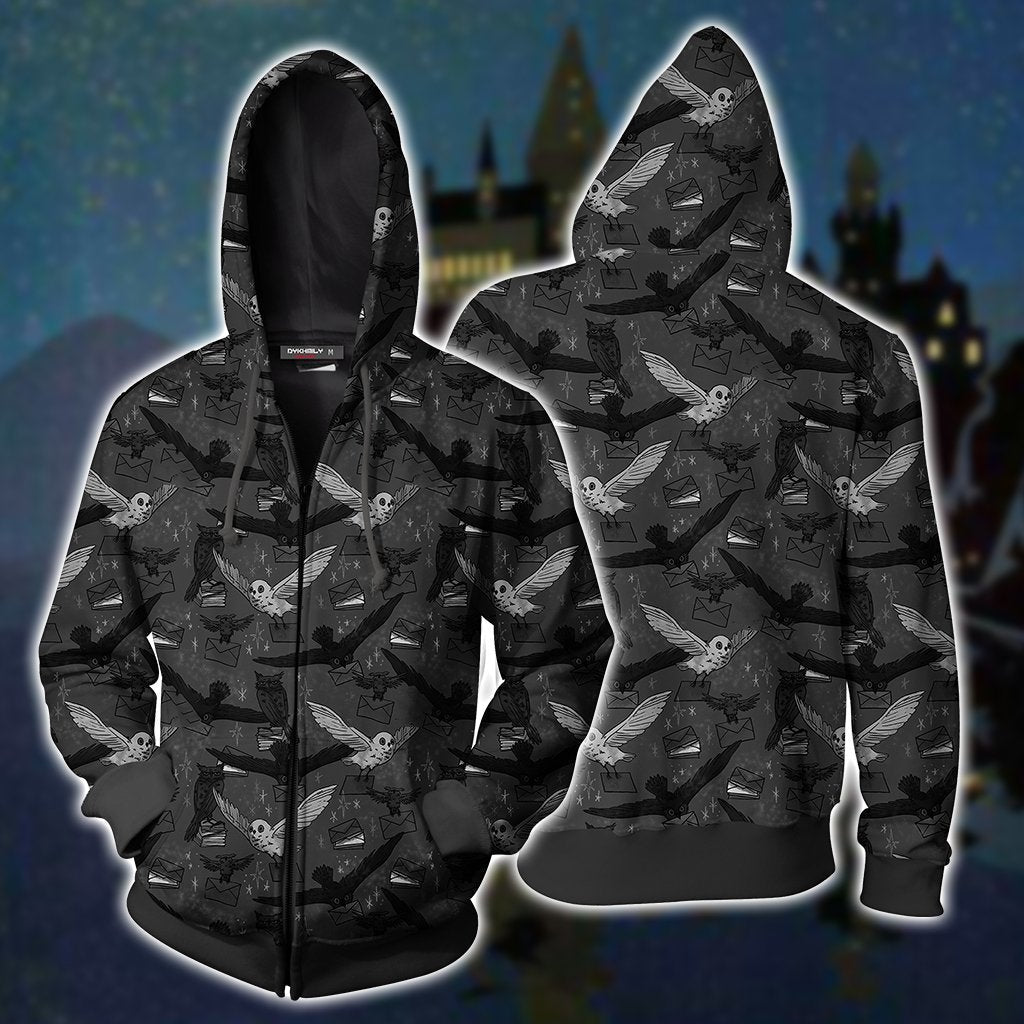 Hedwig Owl Seamless Harry Potter Unisex 3D T-shirt Zip Hoodie XS