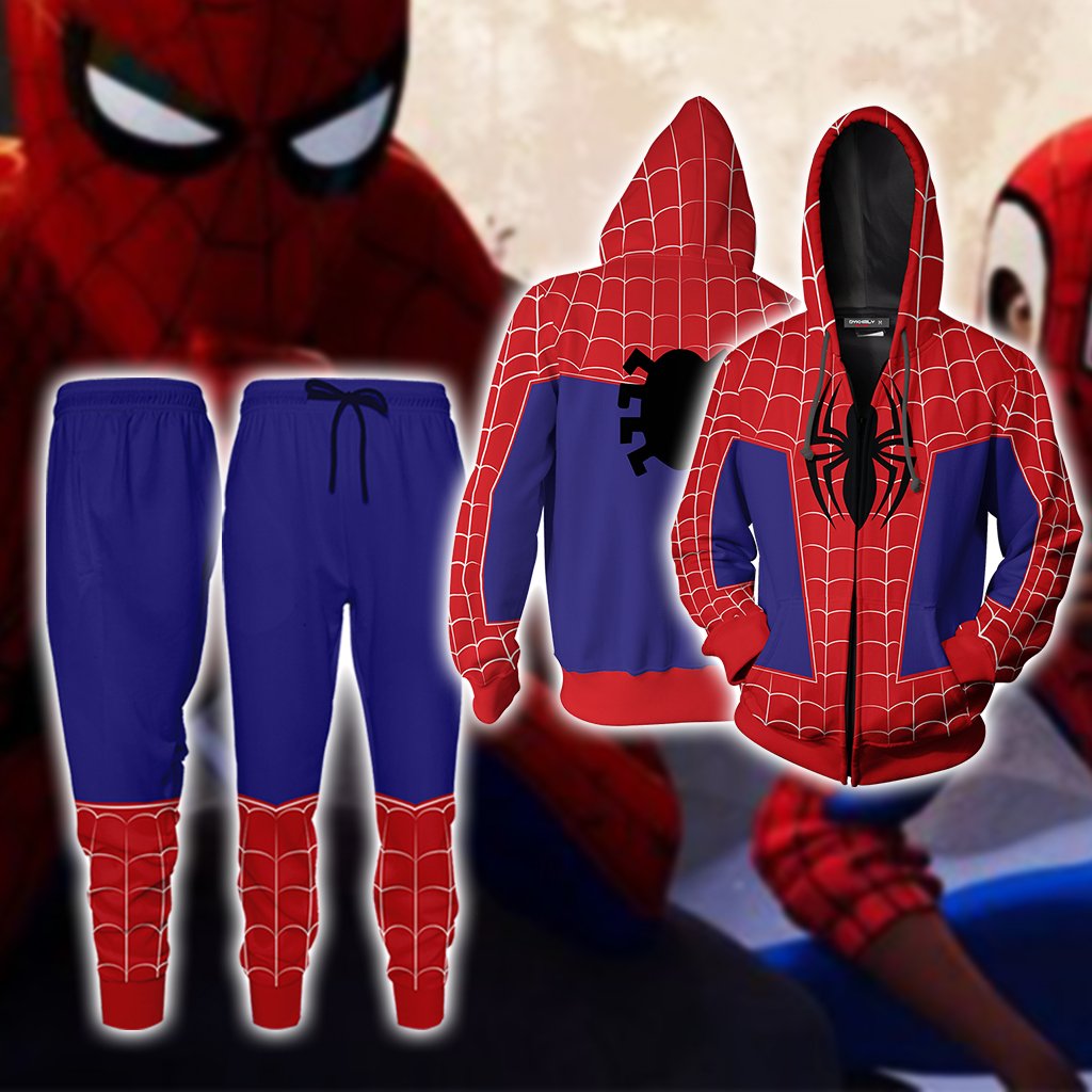 Spider-Man: Into the Spider-Verse Peter Parker Cosplay Zip Up Hoodie Jacket
