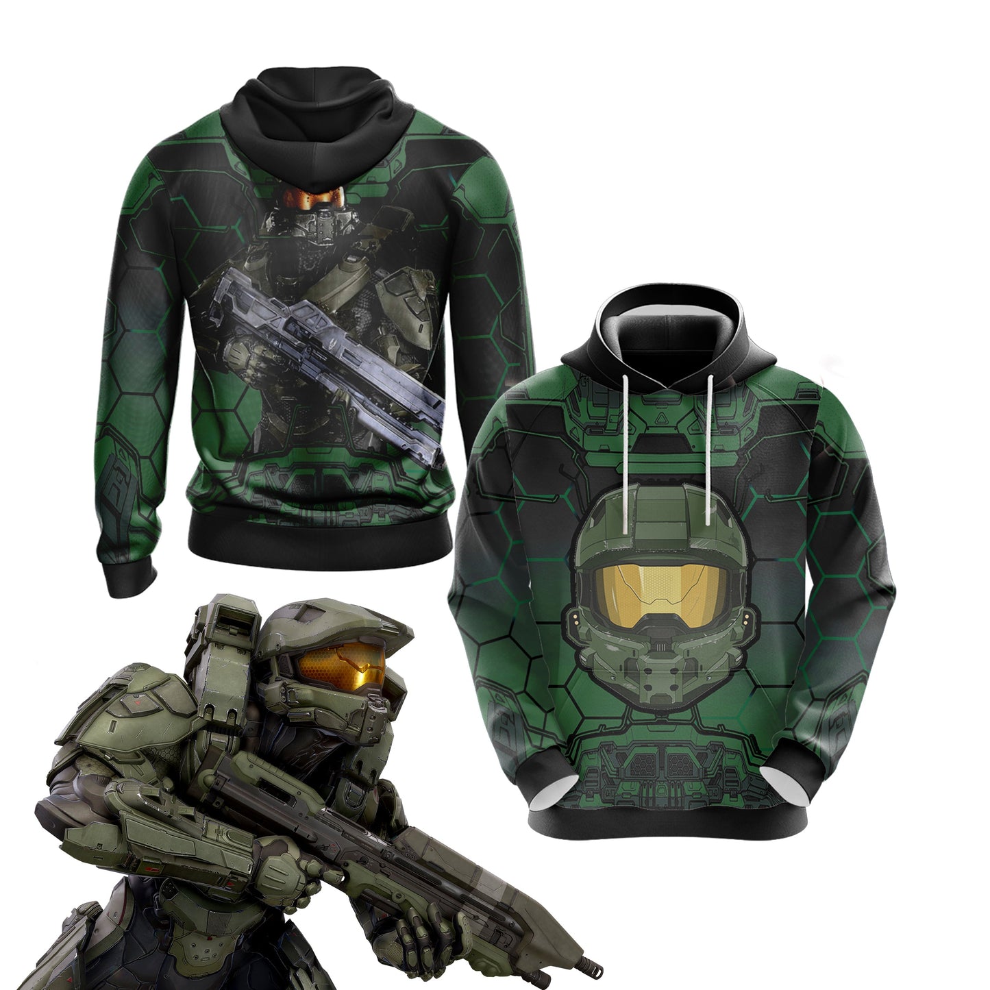 Halo 5 Master Chief HUD Helmet Unisex 3D T-shirt Hoodie S