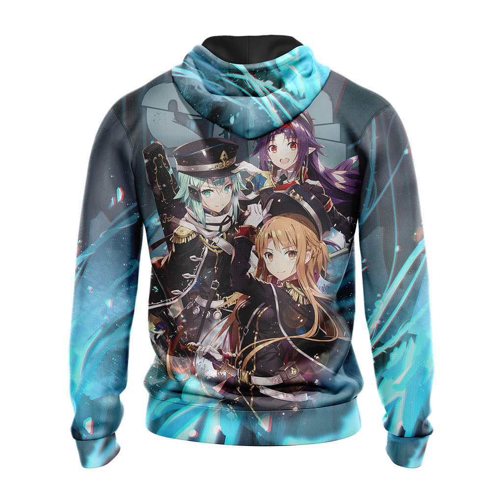 Asuna Sinon Yuuki Military Sword Art Online All Over Print T-shirt Zip Hoodie Pullover Hoodie