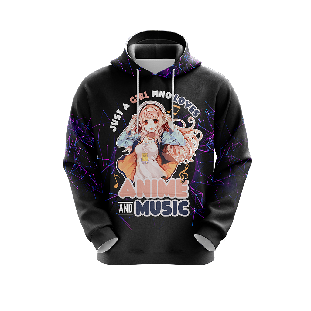 Just a girl who loves anime and music T-shirt Zip Hoodie Pullover Hoodie