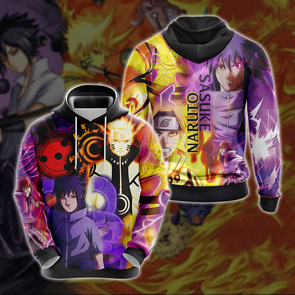 Naruto And Sasuke Unisex 3D T-shirt Zip Hoodie Pullover Hoodie Hoodie S