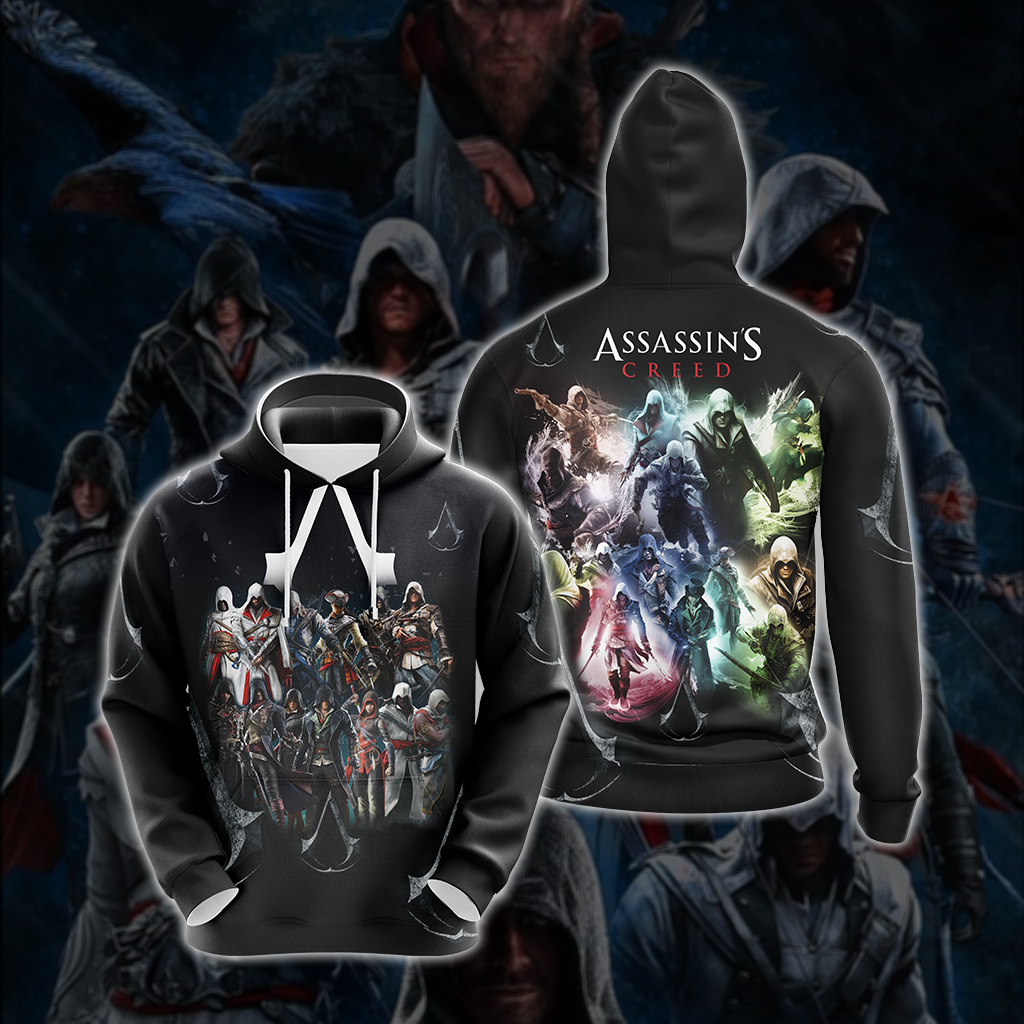 Assassin's Creed All Protagonists Unisex 3D T-shirt Zip Hoodie Pullover Hoodie Hoodie S