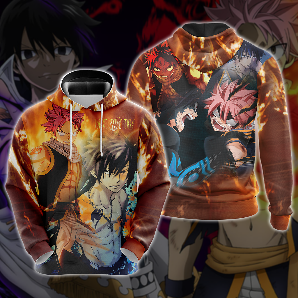 Fairy Tail Natsu vs Gray Unisex 3D T-shirt Zip Hoodie Hoodie S