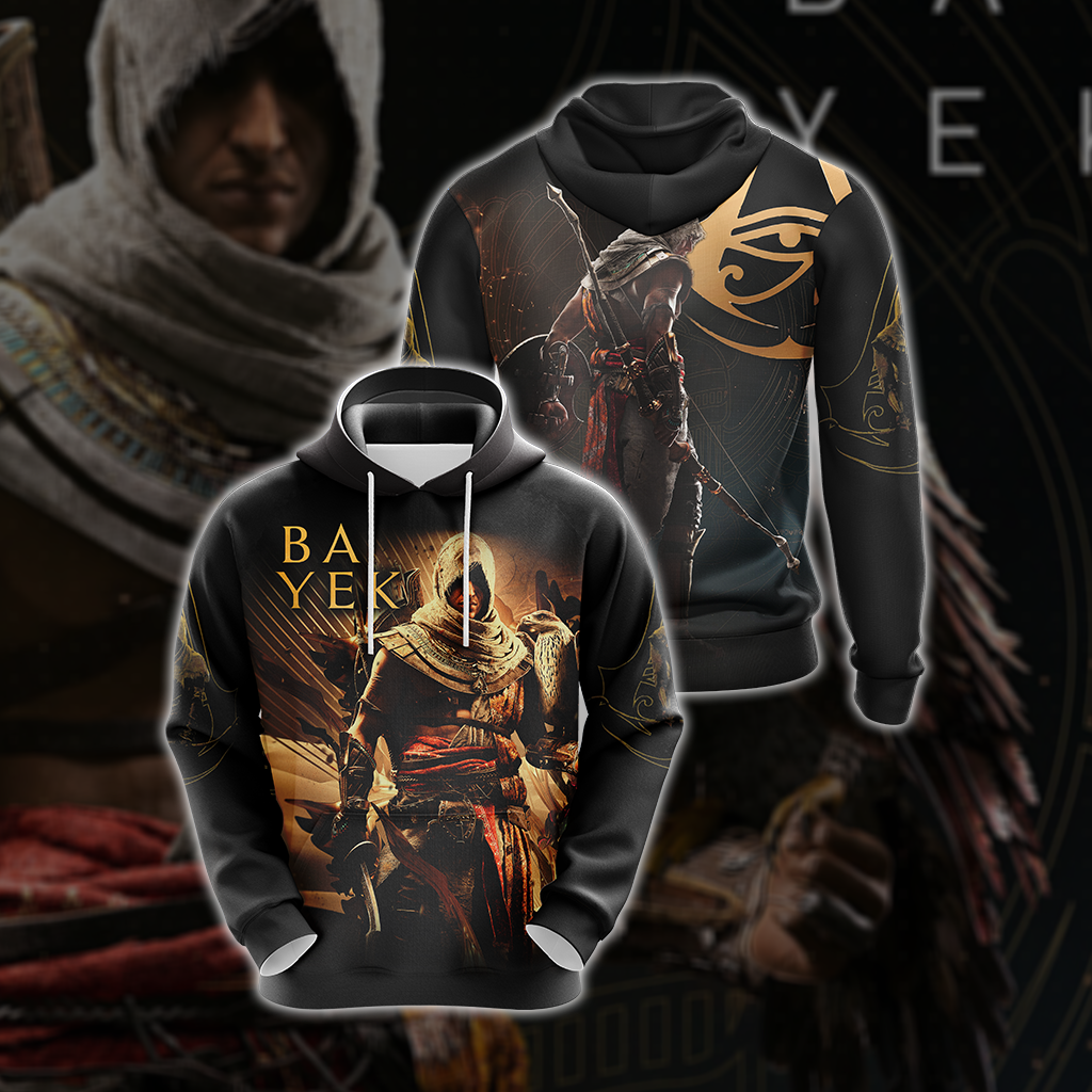 Assassin’s Creed Origins Logo with Bayek Unisex 3D T-shirt Hoodie S
