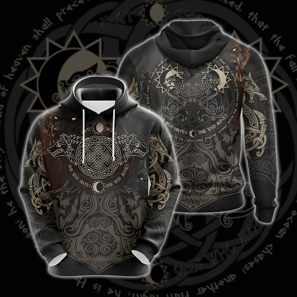 Vikings - The Sons Fenrir The Wolf Hati & Sköll - One Who Hates One Who Mocks Unisex 3D T-shirt Zip Hoodie Pullover Hoodie Hoodie S