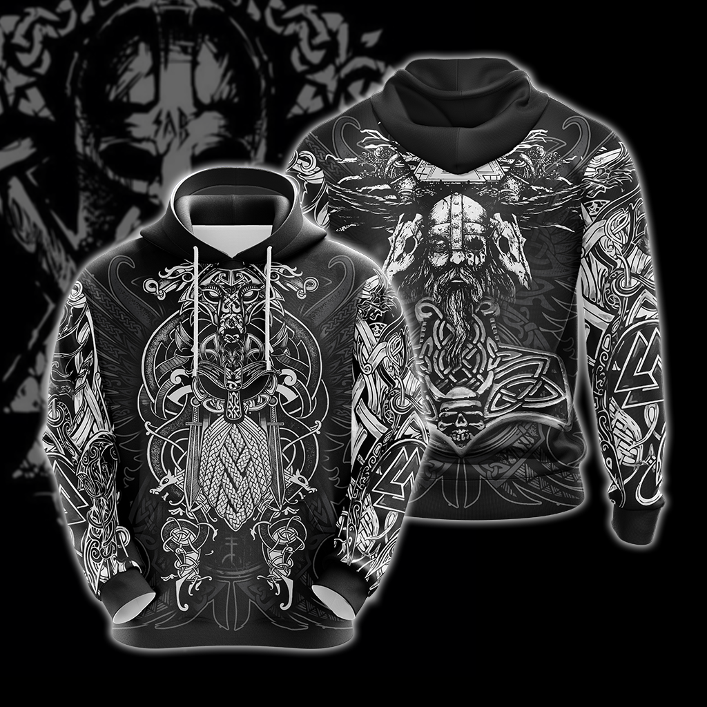 Viking Pattern Unisex 3D T-shirt Zip Hoodie Pullover Hoodie Hoodie S