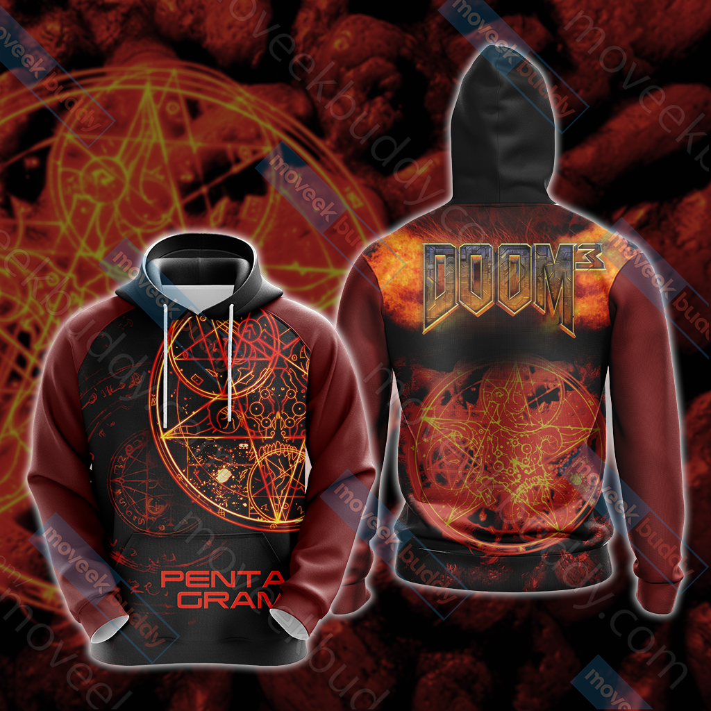 Doom 3 - Pentagram Unisex 3D T-shirt Hoodie S