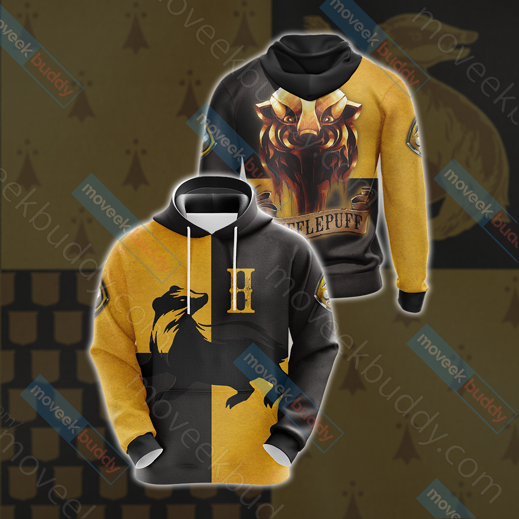 Hufflepuff Badgers Harry Potter New Look Unisex 3D T-shirt Hoodie S