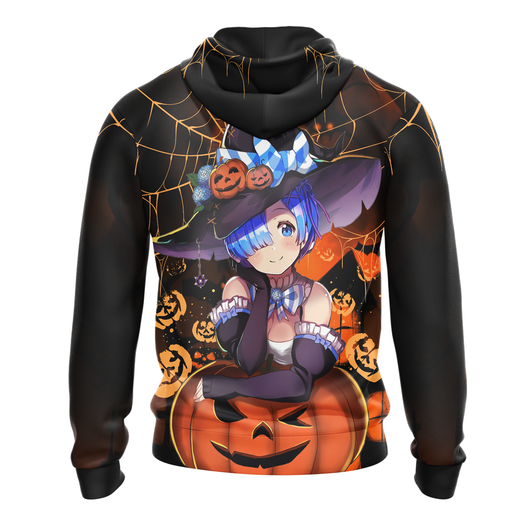 Rem Re:Zero Halloween All Over Print T-shirt Zip Hoodie Pullover Hoodie