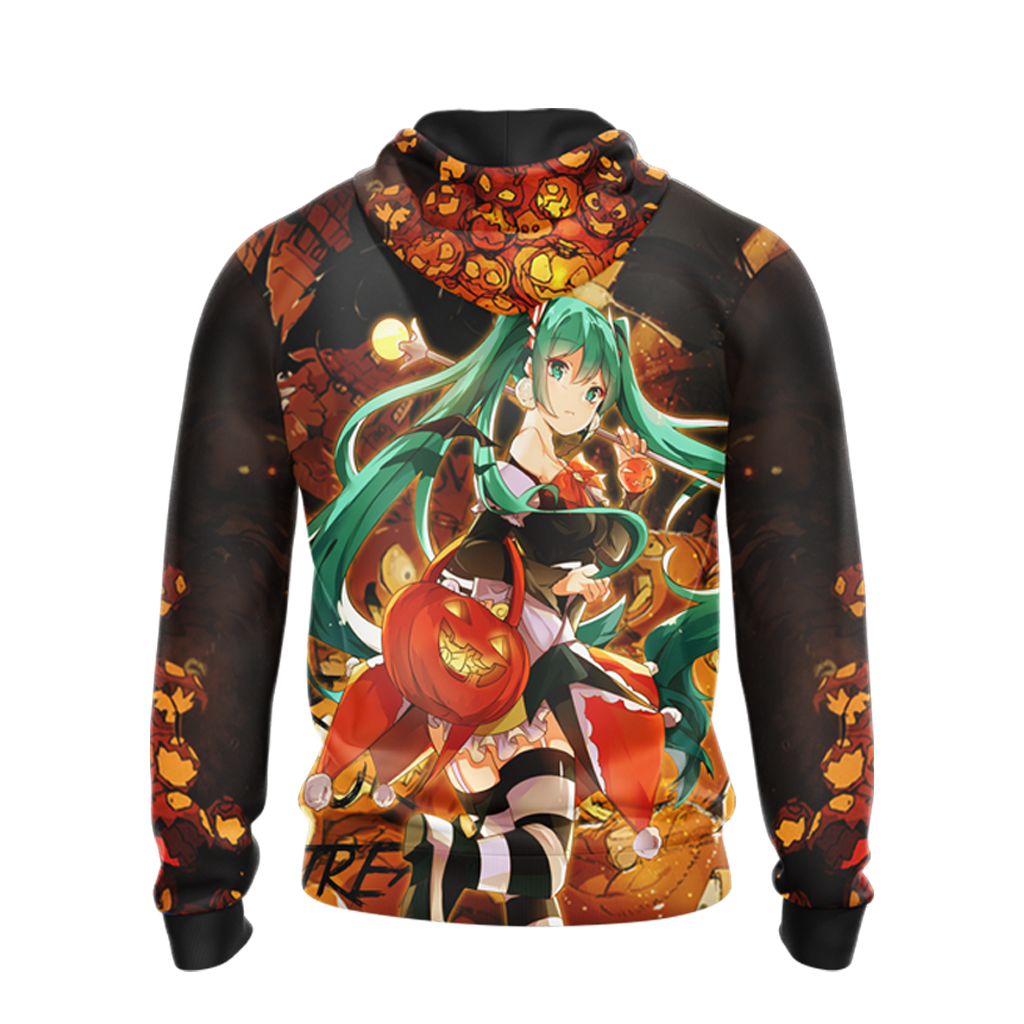 Hatsune Miku Halloween All Over Print T-shirt Zip Hoodie Pullover Hoodie
