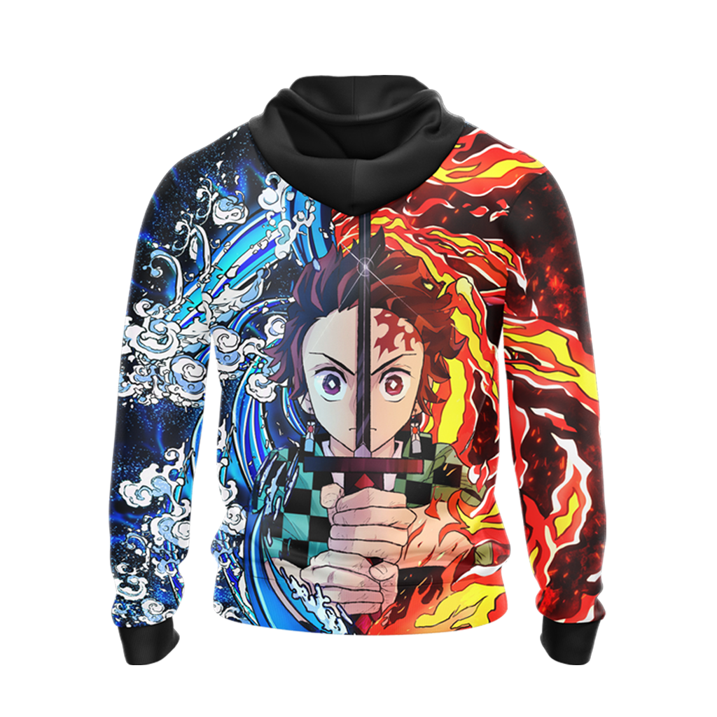 Tanjiro Sun and Water Breathing Techniques Demon Slayer All Over Print T-shirt Zip Hoodie Pullover Hoodie